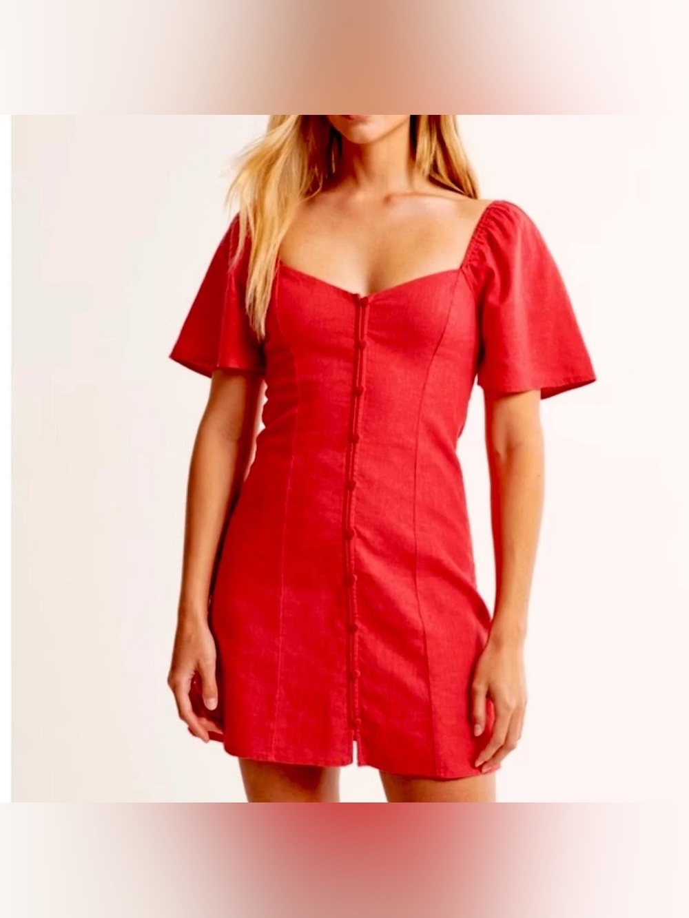 Abercrombie Linen-Blend Button-Through Mini Dress